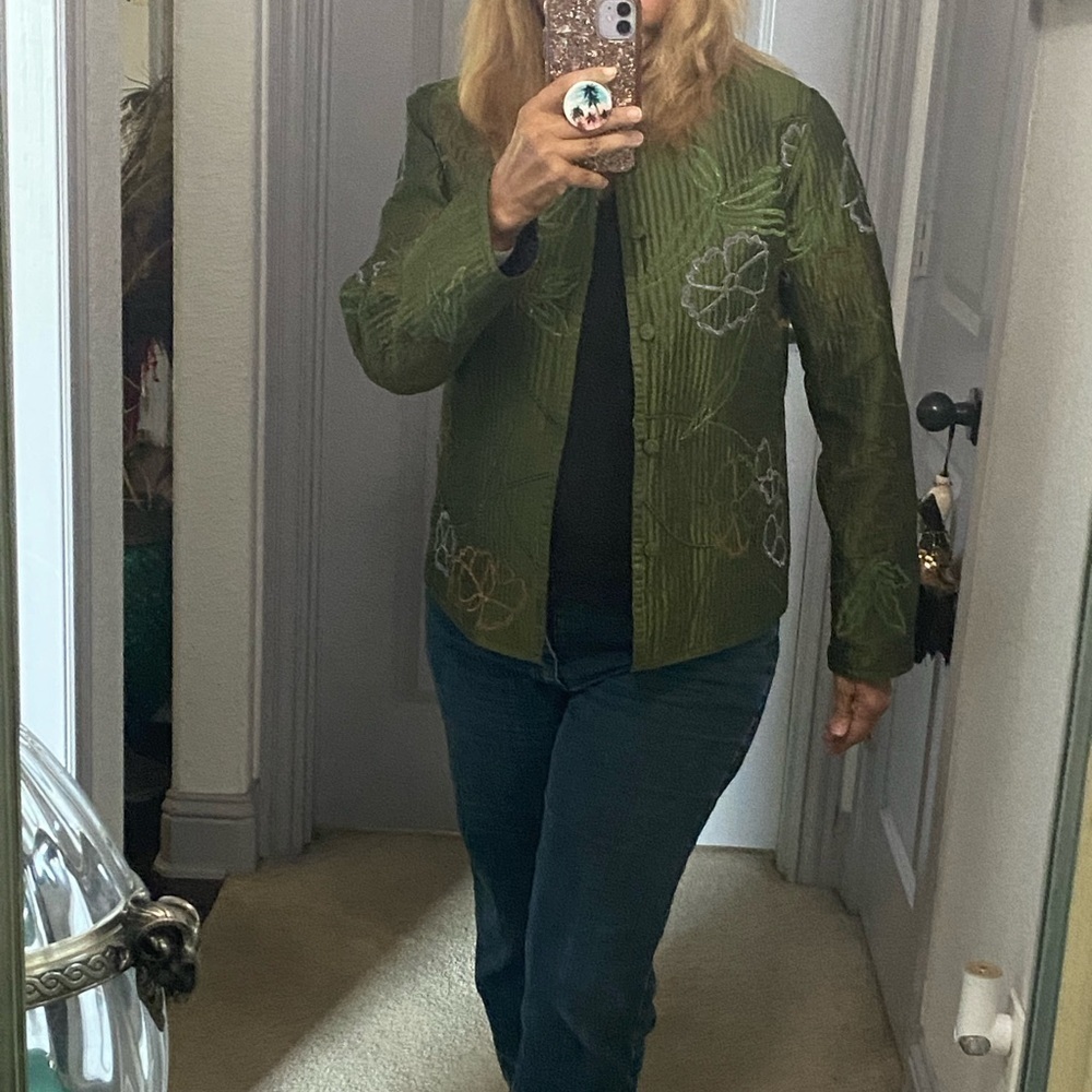 Rare reversible quilted embroidered jacket size M fall colors elegance/classic - Picture 11 of 12